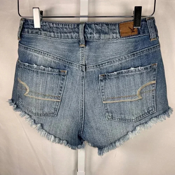2/$30 American Eagle Hi-Rise Festival Size 2 Jean Shorts Denim Painted Boho - Picture 2 of 5